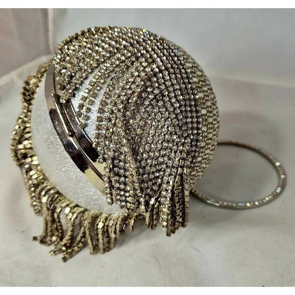 Crystal encrusted ball clutch proms formal